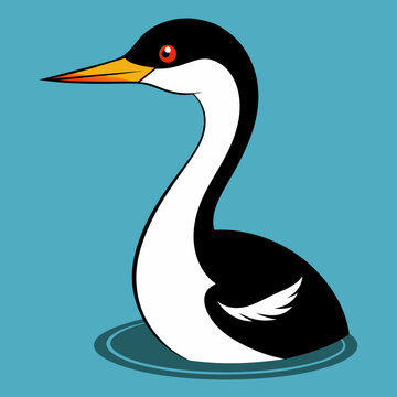 recommend clip art: Solid black outline Clark’s Grebe animal vector svg 