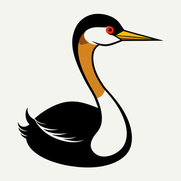 recommend clip art: Solid black outline Clark’s Grebe animal vector svg 