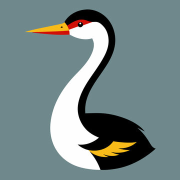 recommend clip art: Solid black outline Clark’s Grebe animal vector svg 