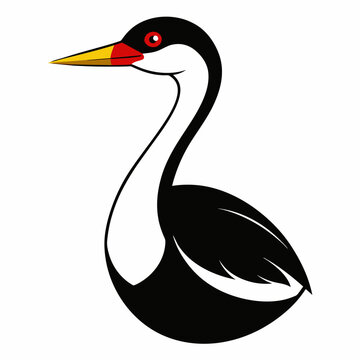 recommend clip art: Solid black outline Clark’s Grebe animal vector svg 