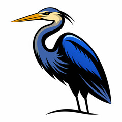 Solid black outline Great Blue Heron animal vector svg