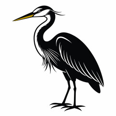 Solid black outline Great Blue Heron animal vector svg