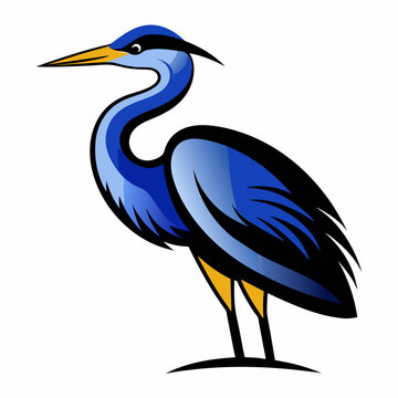 recommend clip art: Solid black outline Great Blue Heron animal vector svg