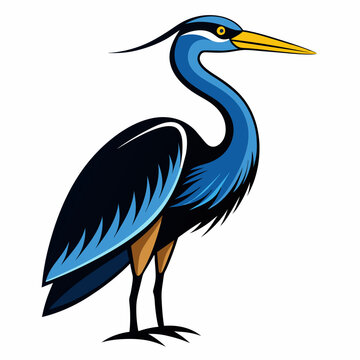 recommend clip art: Solid black outline Great Blue Heron animal vector svg