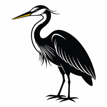 recommend clip art: Solid black outline Great Blue Heron animal vector svg