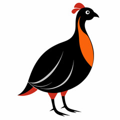 Solid black outline Guinea Fowl animal vector  svg