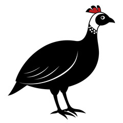 Solid black outline Guinea Fowl animal vector  svg