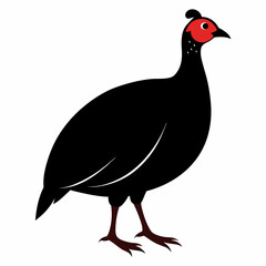 Solid black outline Guinea Fowl animal vector  svg