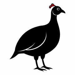 Solid black outline Guinea Fowl animal vector  svg