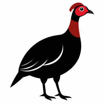 recommend clip art: Solid black outline Guinea Fowl animal vector  svg