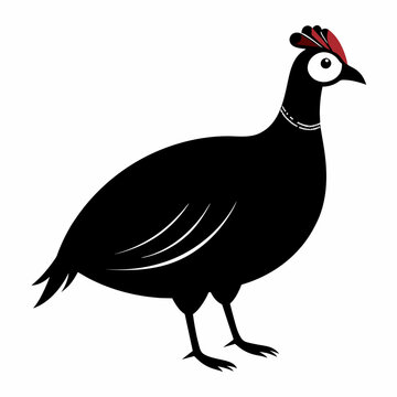 recommend clip art: Solid black outline Guinea Fowl animal vector  svg