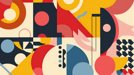 Obraz premium Set Of Swiss Design Inspired Background Vector Illustration. Cool Geometric Abstract Modernist Placard.