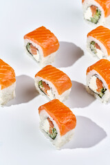 Philadelphia sushi roll with salmon and cream cheese