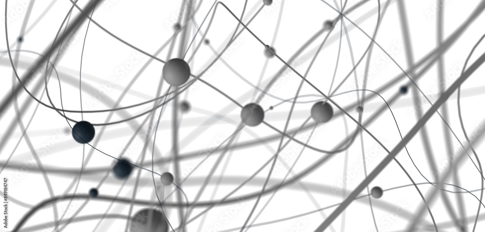Poster gene lines and nodes, biological gene structure, 3d rendering.