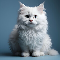 Studio photography of a scottish fold shorthair cat on colored backgrounds