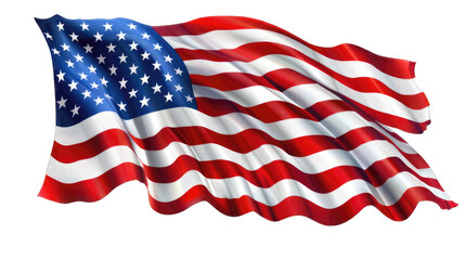 Fototapeta premium United state flag waving on pole transparent background PNG