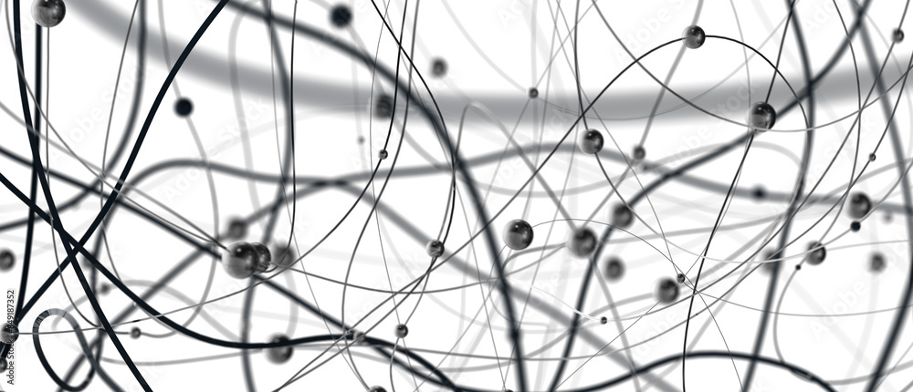 Aufkleber falling cyber particles. big data stream. 3d