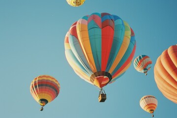 Fototapeta premium freedom and beauty of hot air balloons adrift in the clear blue sky, symbolizing adventure and exploration