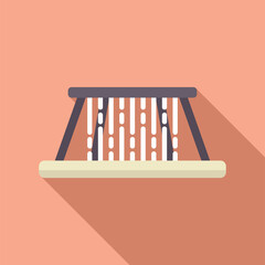 Empty swingset in a playground casting a long shadow on the ground