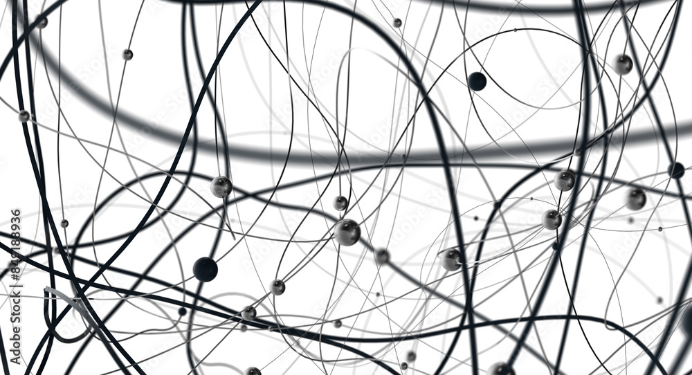 Poster The structure of the network connection of points and lines. Data technology.