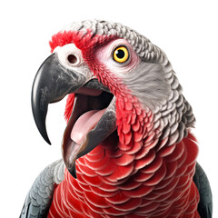Obraz premium Cute Smile of Small African Grey Parrot isolated on a transparent background, png file, cut off