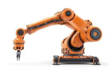 A robotic arm in a manufacturing plant, automation element, 3D rendering, modern, isolated on white background