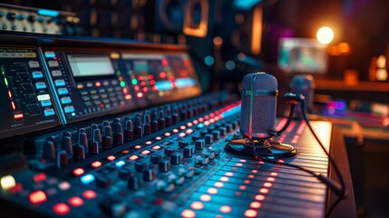 a home-based podcast studio, professional style interior design