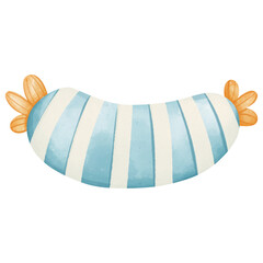 Cute Striped Blue Sausage Pillow Illustration