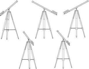 Vector illustration sketch design of an advanced telescope for viewing the moon