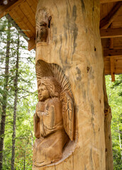 national Altai signs and symbols at the beginning of summer in the area of ​​Lake Teletskoye in...