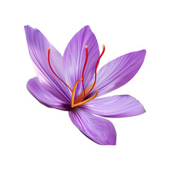 Saffron flower Bud open close-up. Seasoning expensive saffron