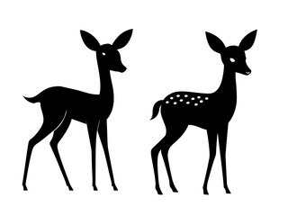 Silhouette Fawn set vector art