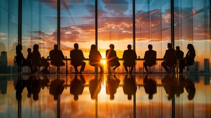 A group of business partners discussing their new venture in a conference room