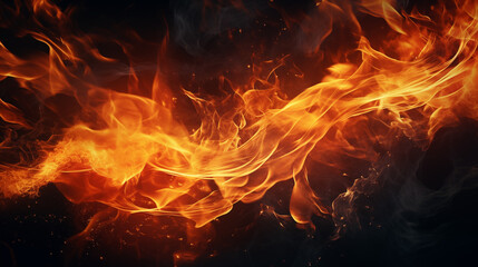 Fototapeta premium Dynamic Flames Swirling in the Dark