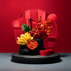 Photo of a beautiful podium for products, business, etc. generative ai