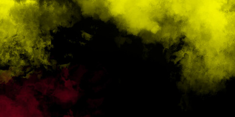 Red and green steam on a black background.  Tangerine Fog orange smoke color isolated background green asphalt texture retro grungy. With grainy textured. 