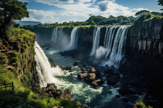 Stunning landscape Guatin canyon and thermal pools in Puerto Iguaz&uacute;, Argentina., generative IA