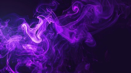 Fototapeta premium Neon purple smoke swirling against a black backdrop