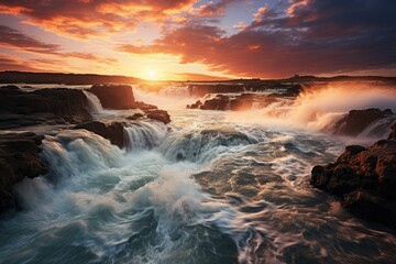 Obraz premium Geysers in Puerto Iguazú boiling water and thermal pools., generative IA