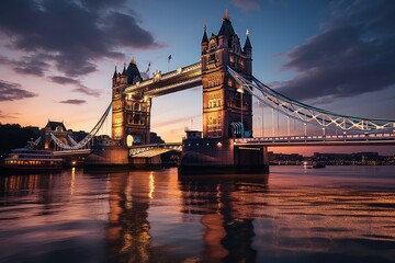 Iconic lifting bridge over the Thames in London., generative IA