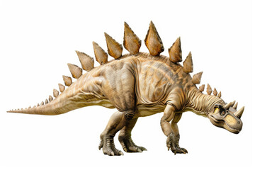 Stegosaurus with its distinctive plates isolated on a white background