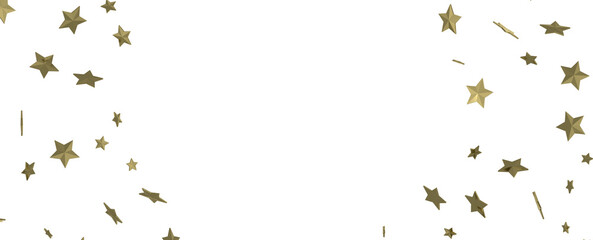 Stars - Holiday golden decoration, glitter frame isolated -