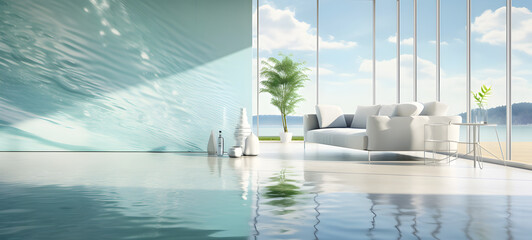 rural home interior in a sunny morning, ai generative