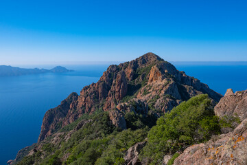 Coast side of Corsica on the Mediterranean Sea