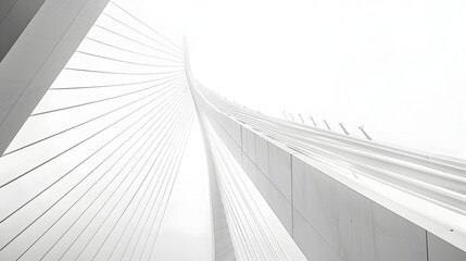 Futuristic Architectural Interior with Converging Diagonal Lines and Minimalist Design