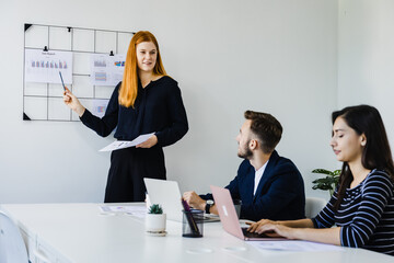 Diverse business team having a meeting in a creative workplace