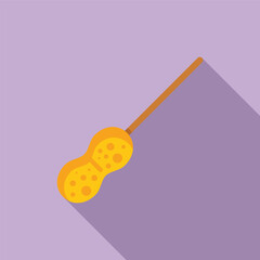 Cartoon peanut butter sponge on a wooden stick for cleaning and dishwashing
