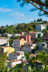 Istanbul Bosporus the neighborhood of Usküdar with beautiful buildings in green scenery