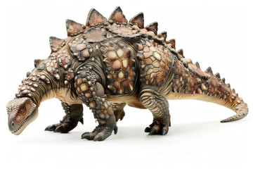 An Ankylosaurus with its armored body isolated on a white background