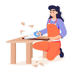 Download flat illustration of carpenter 